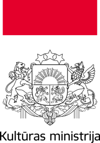 Kultūras ministrijas logo - divkrāsu versija ar sarkano laukumu