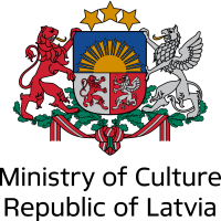 Kultūras ministrijas logo - krāsainā versija angļu valodā
