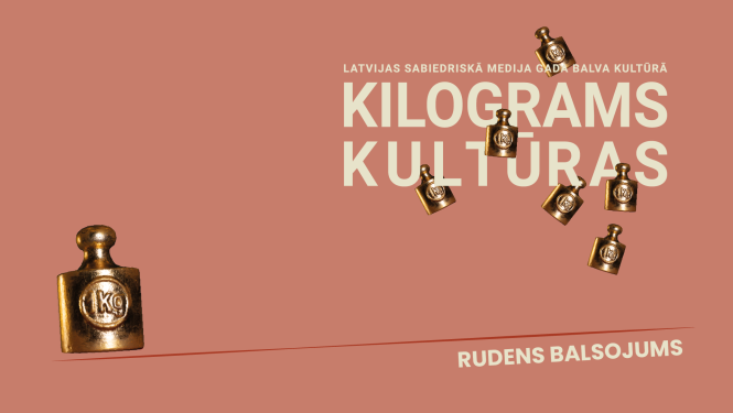 Dekoratīvs attēls ar metāla kilograma atsvaru un uzrakstu: Kilograms kultūras