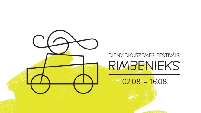 Dienvidkurzemes festivāla “Rimbenieks” logo ar stilizētu auto un nošu atslēgu