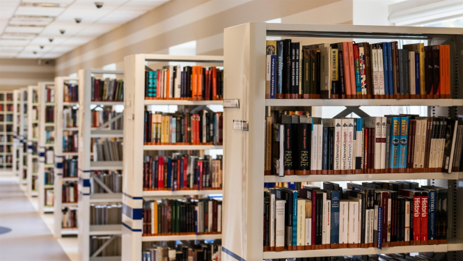 grāmatas bibliotēkā