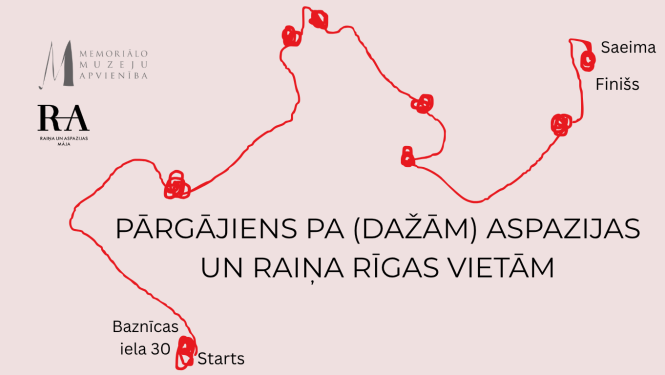Pārgājiena pa Aspazijas un Raiņa Rīgas vietām maršruta kartes fragments