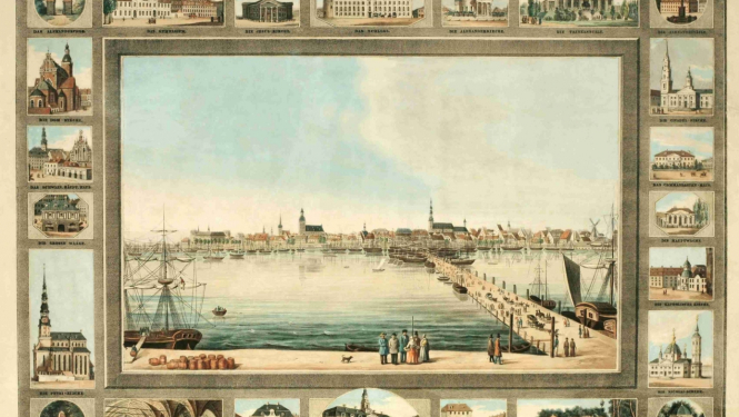 Rīga. 1839. gads. Litogāfija. Izgatavotājs: Francis Zerafs Hanfštengels. RVKM krājums.