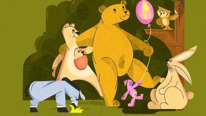 Ilustrācija izrādei “Vinnijs Pūks un viņa draugi”