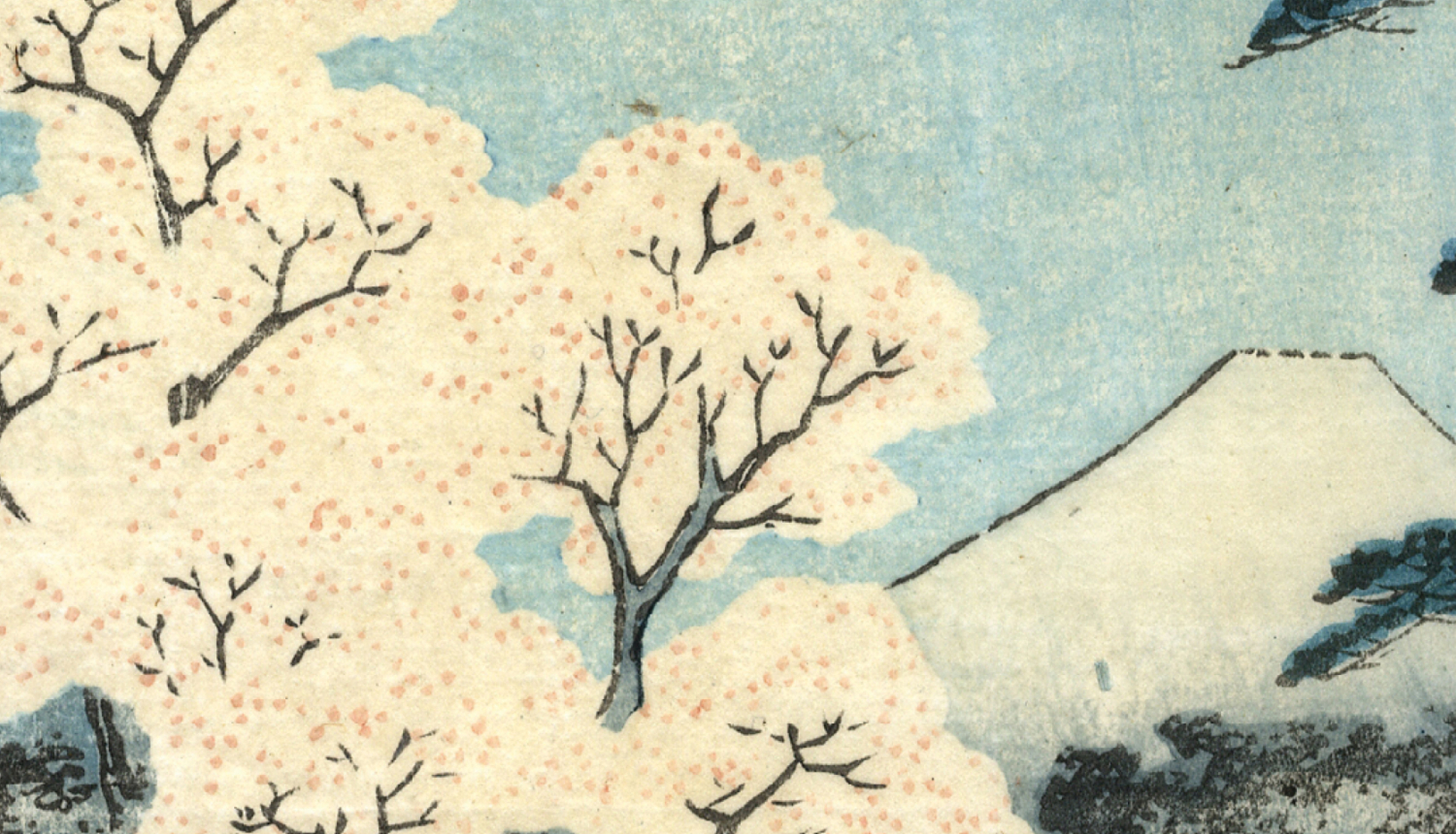 Utagava Hirošige (1797–1858). Asuka pakalns Austrumu galvaspilsētā. Fragments. No cikla “36 Fudži skati”. 1858, Edo periods, Japāna. Papīrs, krāsains kokgriezums. LNMM kolekcija. Publicitātes foto