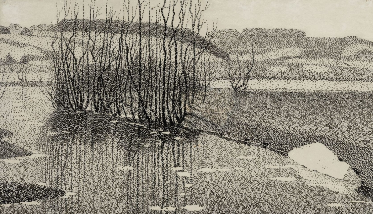 Pēteris Kalve. Upe. 1907. Papīrs, tuša. LNMM kolekcija