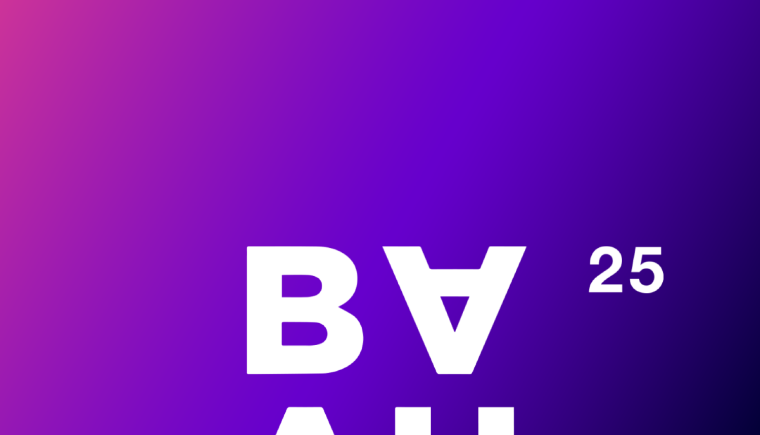 Baltijas arhitektūras skolu absolventu diplomdarbu konkursa BAUA Awards 2025 logo - lieli, gaiši burti BAUA un gads 2025