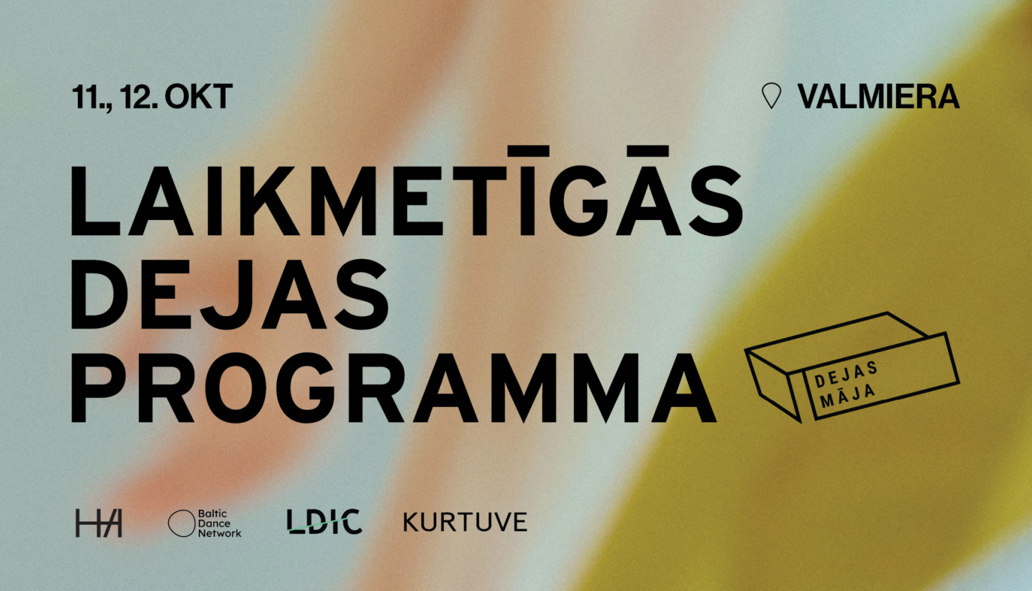 Teksts uz krāsaina fona: Laikmetīgās dejas programma