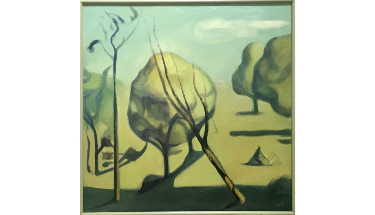 Biruta Delle, darbs "Pamestais dārzs". 2006. Audekls, eļla.
