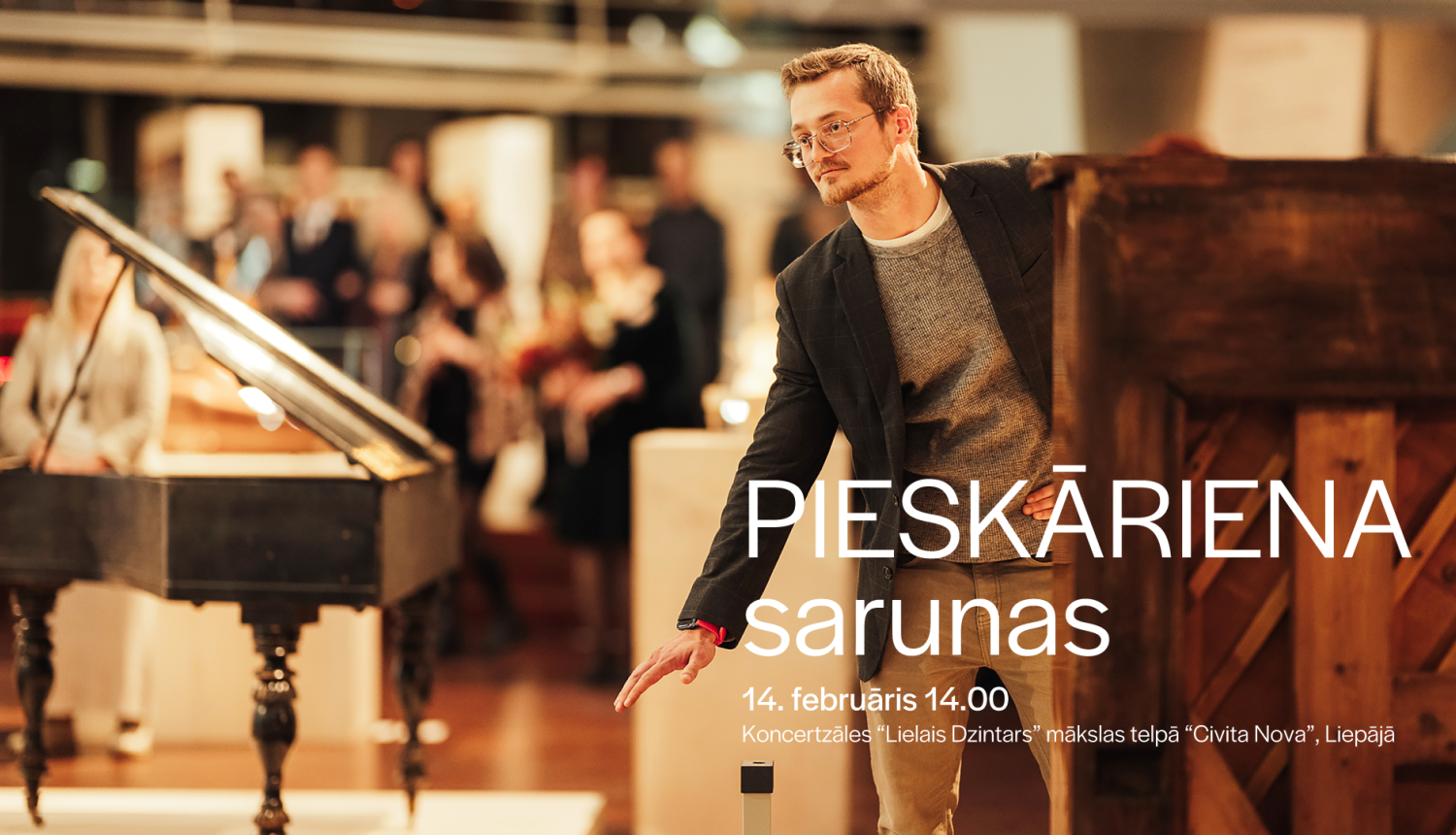 Pasākuma afiša ar mūzikas instrumentiem