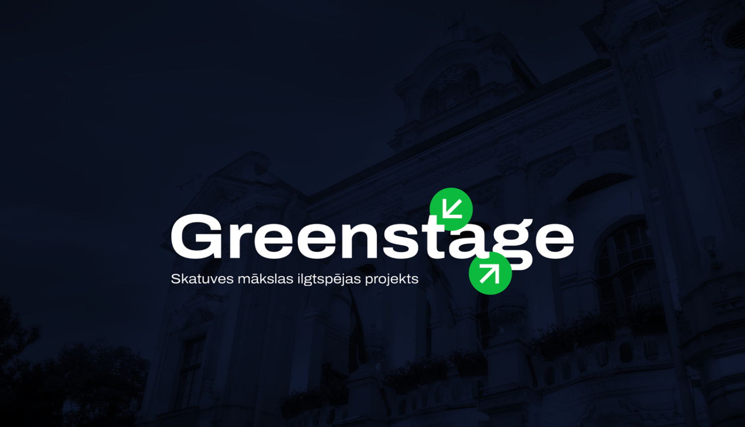 Uzraksts "Greenstage - skatuves mākslas ilgtspējas projekts"