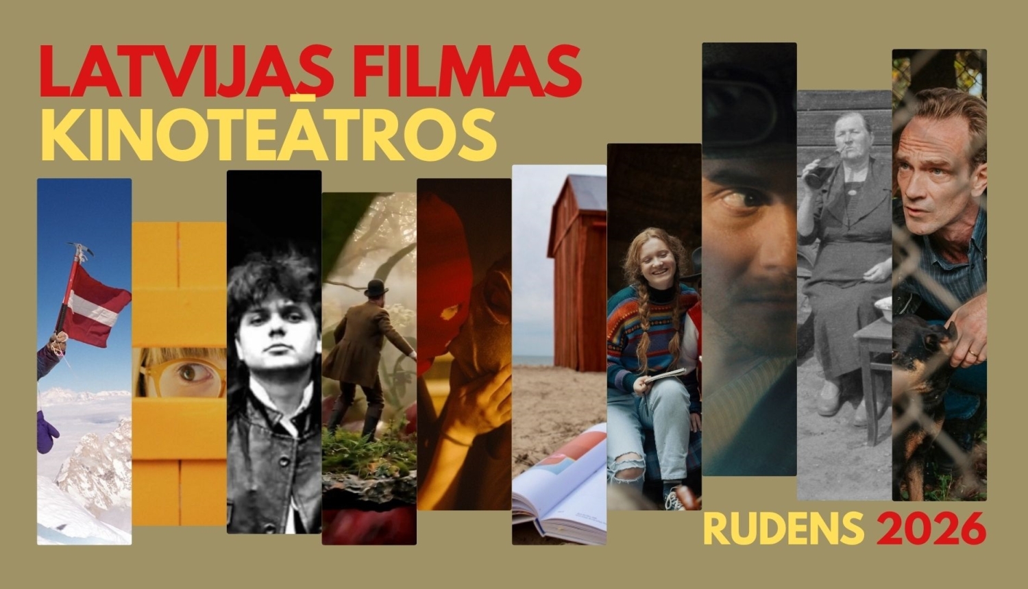 Kolāža ar kadriem no dažādām latviešu filmām, kas būs skatāmas kinoteātros no šī gada rudens