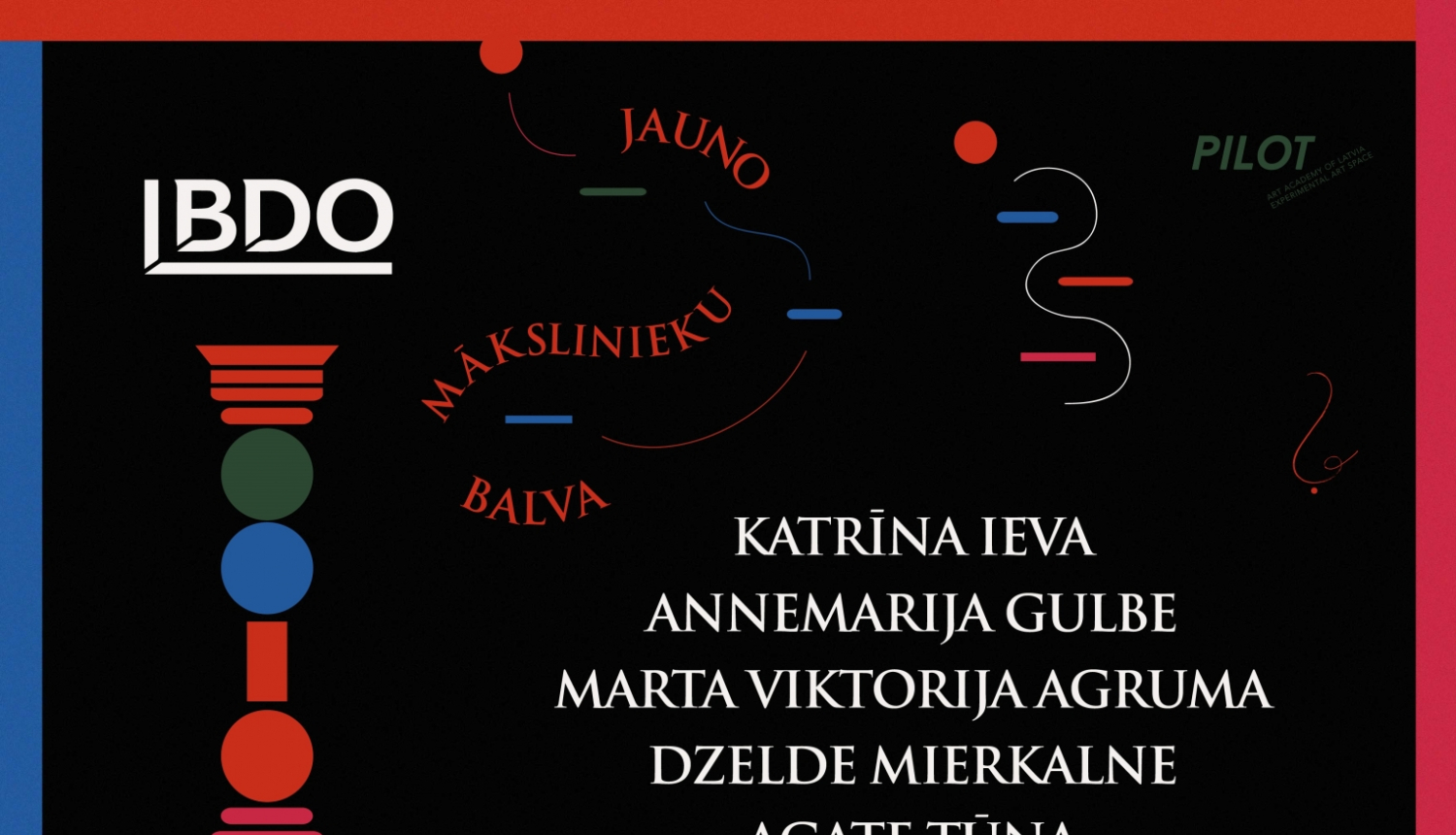 Balvas publicitātes attēls, krāsainas figūras