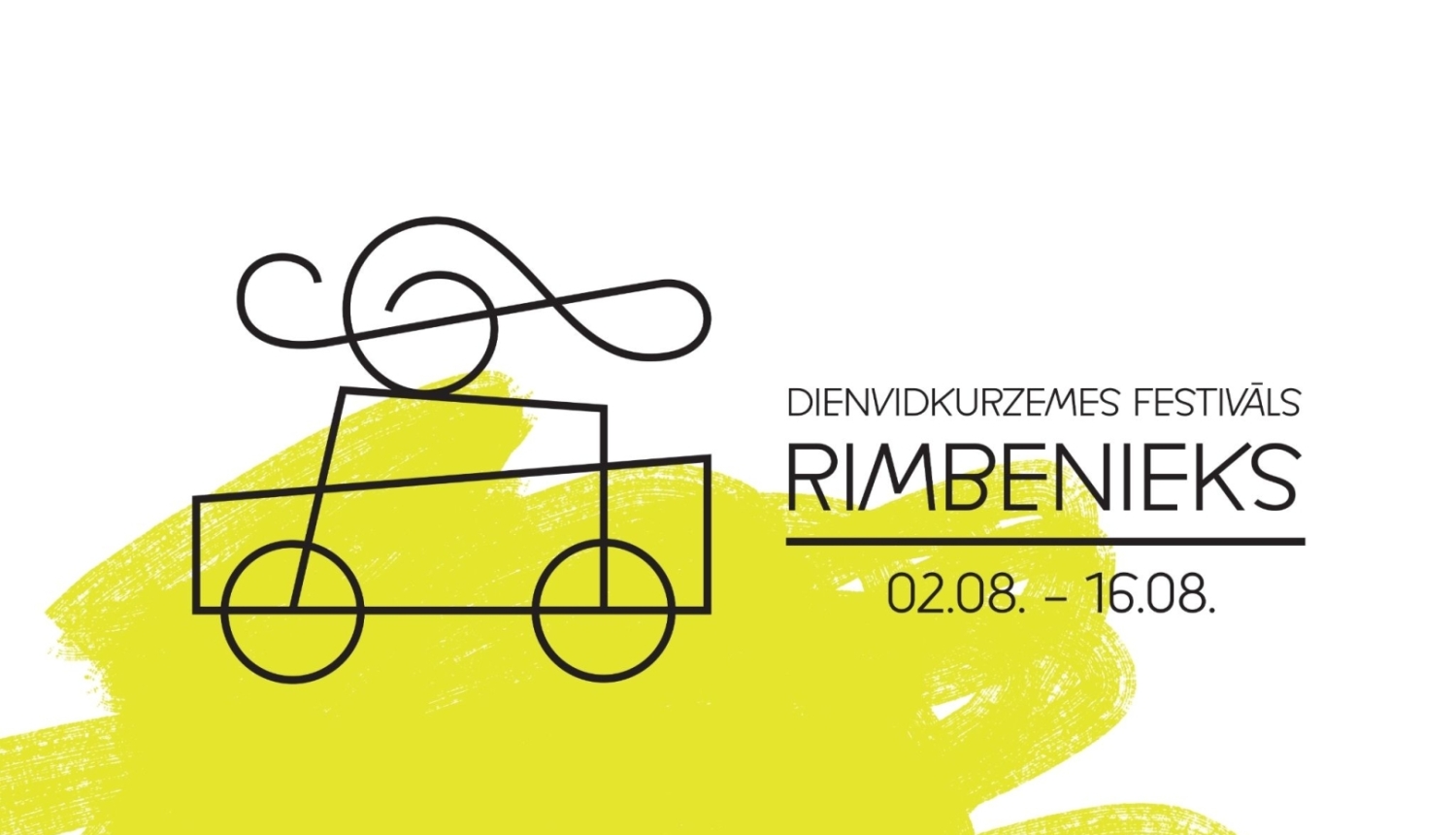 Dienvidkurzemes festivāla “Rimbenieks” logo ar stilizētu auto un nošu atslēgu