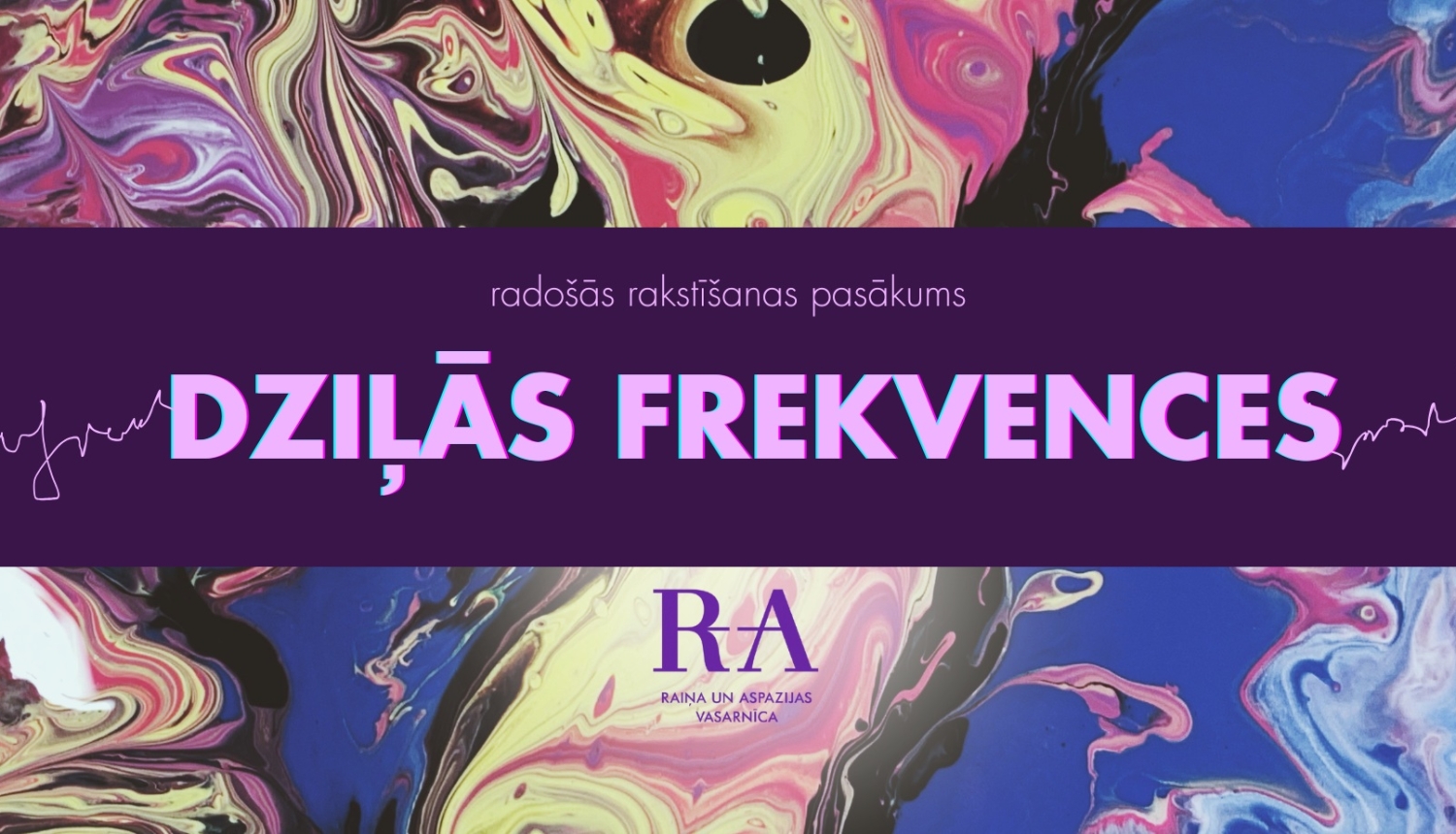 Pasākuma afiša ar tekstu "Dziļās frekvences"