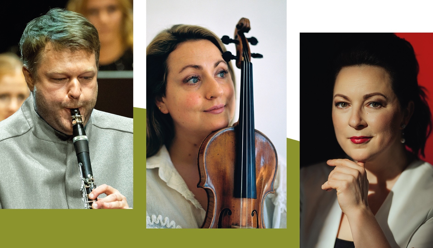 Kolāža - klarnetists Guntis Kuzma, vijolniece Elīna Bukša, pianiste Agnese Egliņa