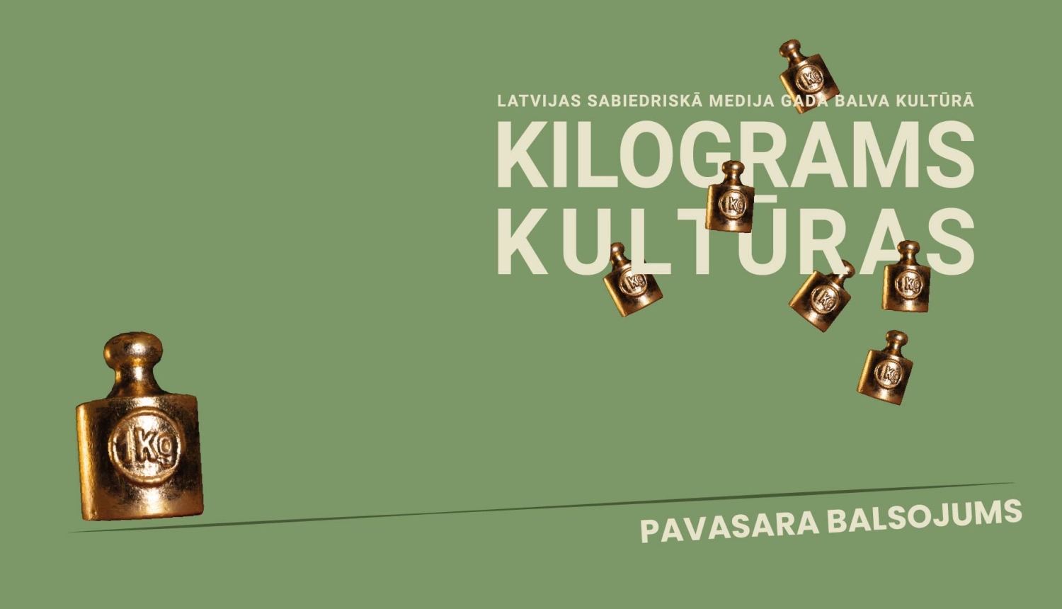 Dekoratīvs attēls ar kilograma atsvaru un uzrakstu: Kilograms kultūras