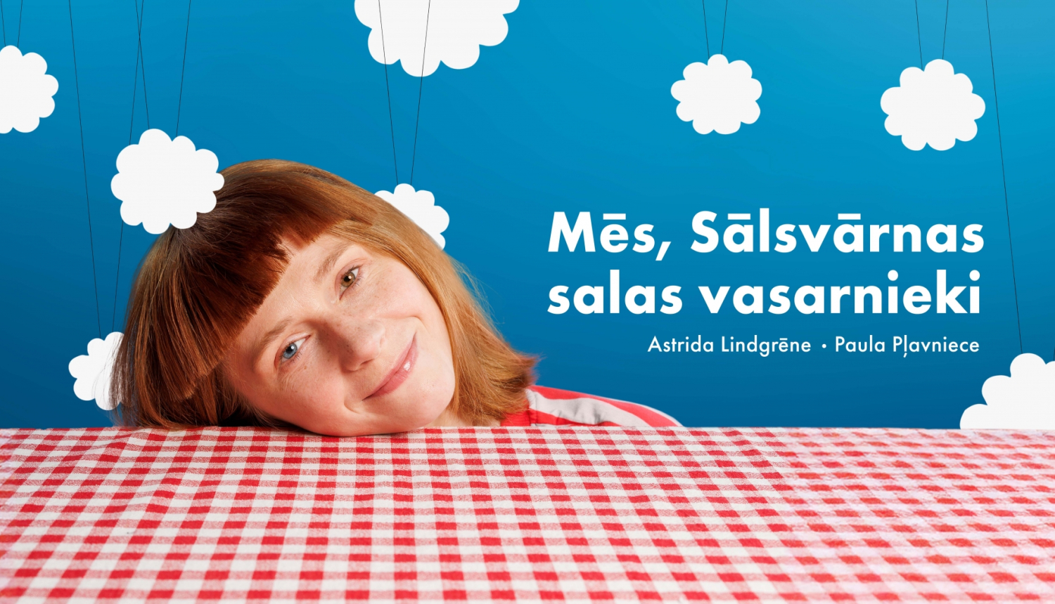 Izrādes vizuālais materiāls ar uzrakstu “Mēs, Sālsvārnas salas vasarnieki”