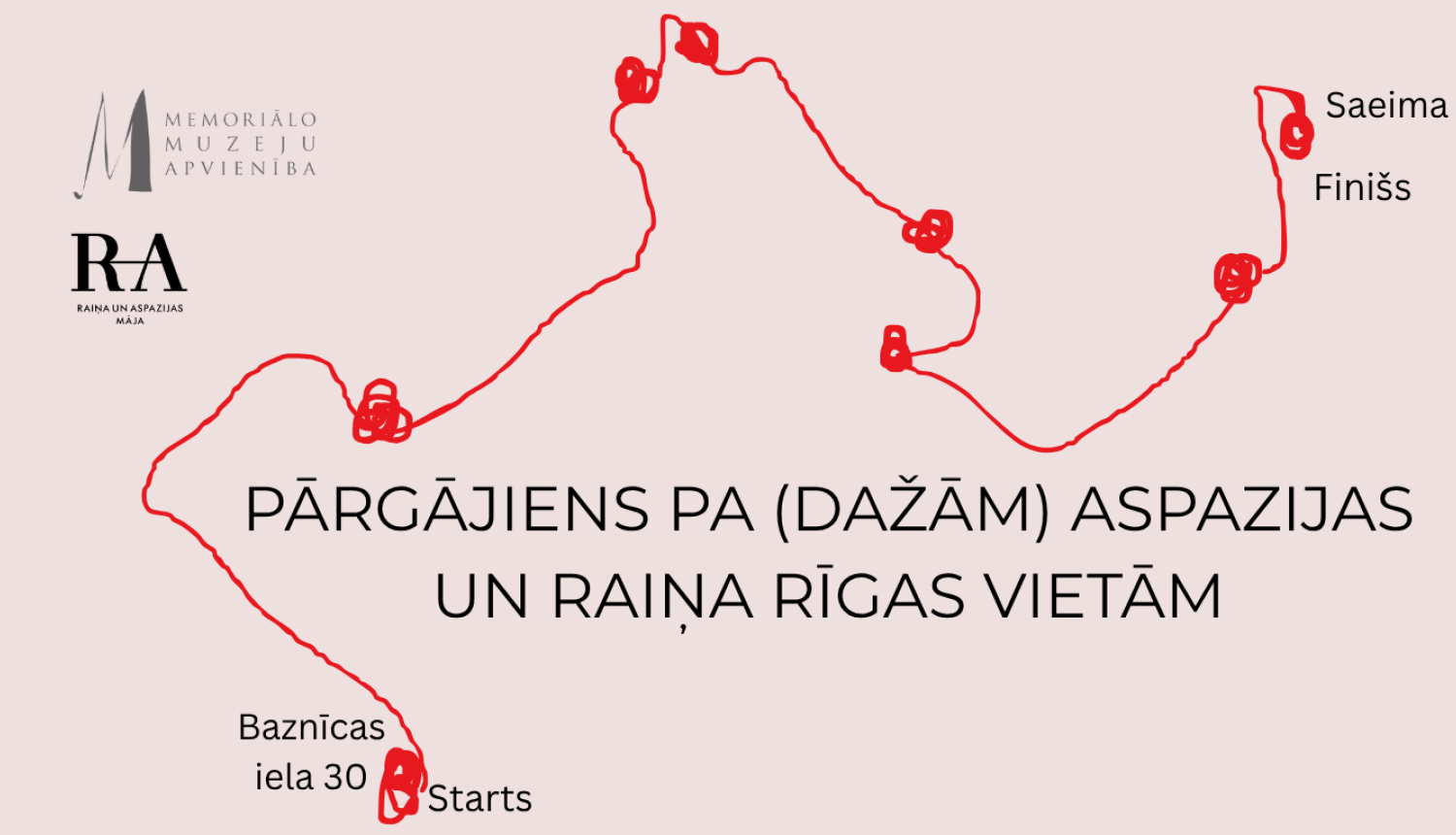 Pārgājiena pa Aspazijas un Raiņa Rīgas vietām maršruta kartes fragments