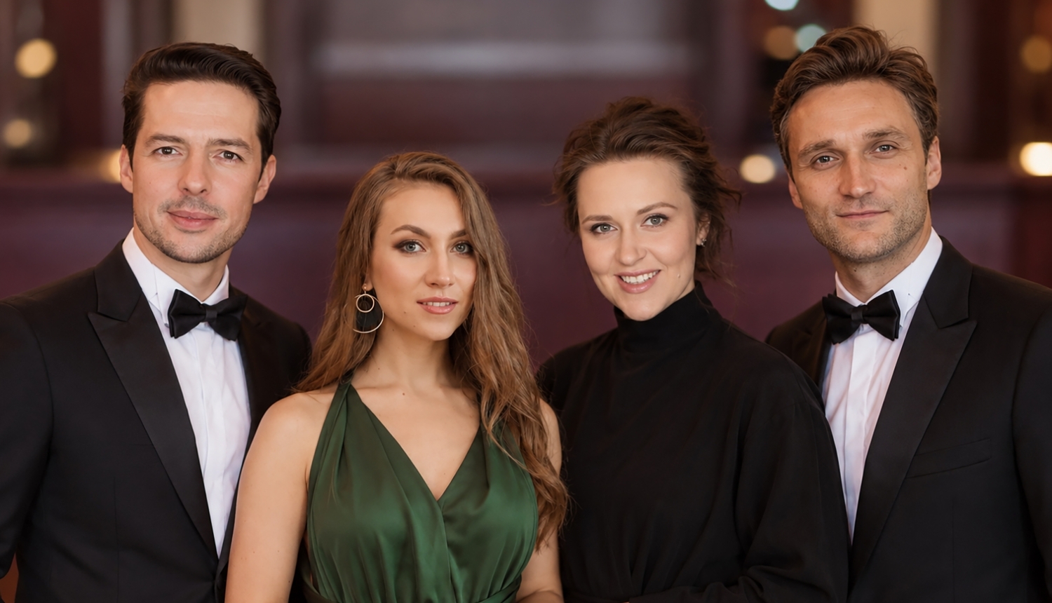 Latvijas Nacionālās operas solisti – soprāni Inna Kločko un Annija Kristiāna Ādamsone, tenors Mārtiņš Šmaukstelis un basbaritons Rihards Mačanovskis