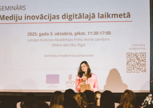 Semināra “Mediju inovācijas digitālajā laikmetā” norise LKA filmu skolas paviljonā