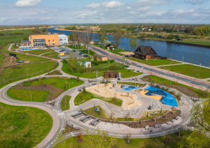 Skats uz Pilssalas teritoriju Jelgavā no augšas
