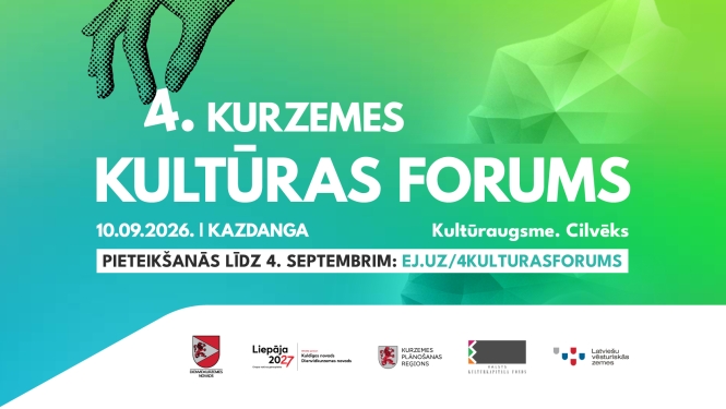 Dekoratīvs attēls ar uzrakstu: 4. Kurzemes Kultūras forums