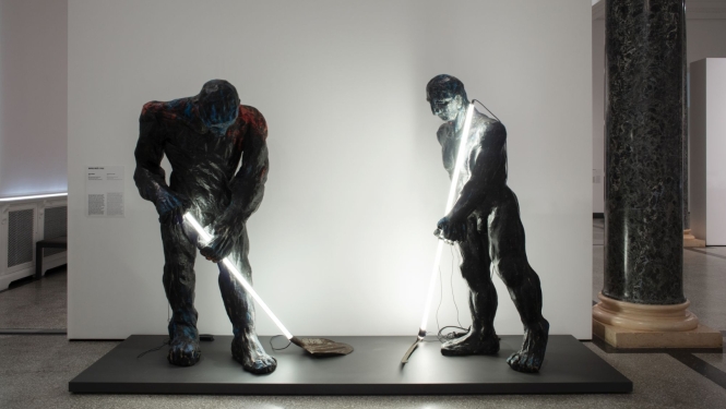 Ekspozīcija “Mūra nojaukšana. Latvijas māksla 1985–1991” LNMM galvenajā ēkā. 2023.
