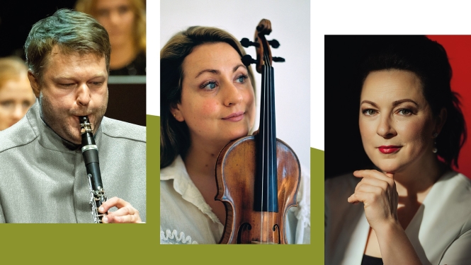 Kolāža - klarnetists Guntis Kuzma, vijolniece Elīna Bukša, pianiste Agnese Egliņa