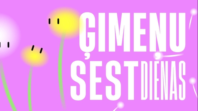 Ilustrācija ar stilizētiem ziediem un uzrakstu "Ģimeņu sestdienas"