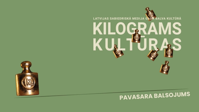 Dekoratīvs attēls ar kilograma atsvaru un uzrakstu: Kilograms kultūras