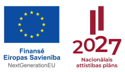 Logo - "Finansē Eiropas Savienība" un "Nacionālais attīstības plāns 2027"