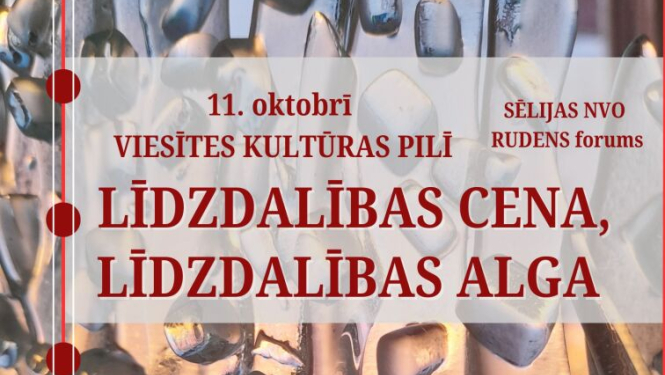 Sēlijas nevalstisko organizāciju foruma afiša ar aizmugurē attēlu ar ledus kristāliem