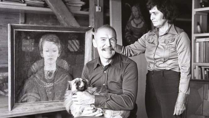 Mākslinieks Georgs Barkāns un viņa dzīvesbiedre Dzidra Ozoliņa