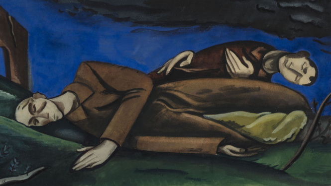Jēkabs Kazaks. Uz ežiņas galvu liku. 1918. Kartons, tempera. LNMM kolekcija. Publicitātes foto