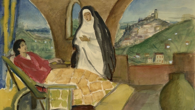 Aleksandra Beļcova. Parīzē (1925.–1926.). 1973. Papīrs, akvarelis, zīmulis. SBM kolekcija. Publicitātes foto