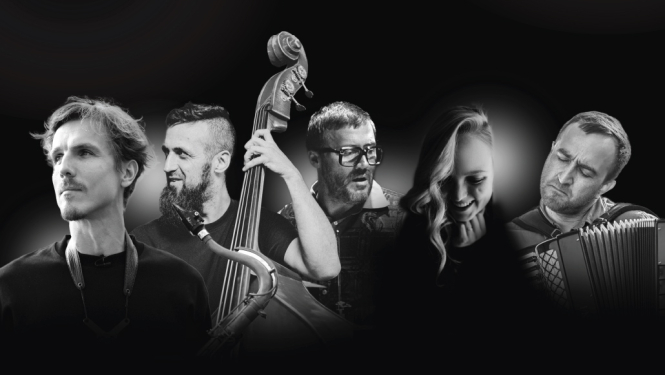 Kolāža ar koncerta dalībnieku-mūziķu portretiem