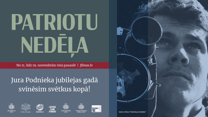 Afiša ar Jura Podnieka portretu "Patriotu nedēļa 2025 portālā filmas.lv"