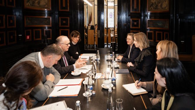 Tikšanās ar Eiropas Ekonomikas un sociālo lietu komitejas priekšsēdētāju Šīmusu Bolandu (Mr Séamus Boland) KM Kamīnzālē