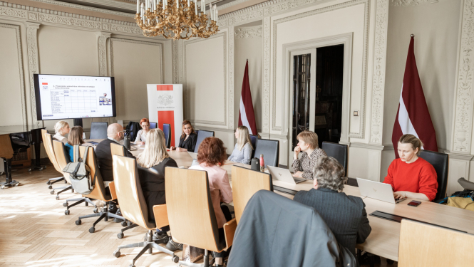 Pilsoniskās sabiedrības attīstības stratēģijas darba grupas sēdes norise un dalībnieki KM Lielajā zālē