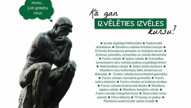 Izvēles kursos iespēja apgūt korejiešu valodu, pieredzes ekonomiku, digitālo folkloristiku un skatuves runas pamatus