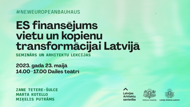 Semināra “ES finansējums vietu un kopienu transformācijai Latvijā” plakāts