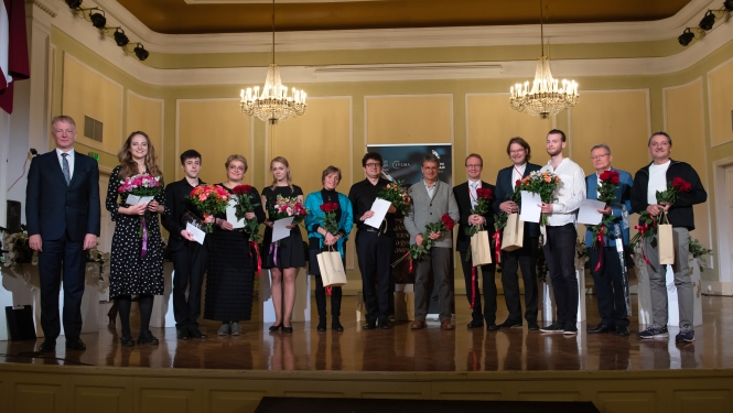 Jurjānu Andreja VII Starptautiskā koka pūšaminstrumentālistu  konkursa dalībnieki, foto: Eduards Kapša