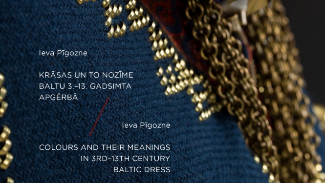 Ievas Pīgoznes pētījuma “Krāsas un to nozīme baltu 3. - 13. gadsimta apģērbā” vāka attēls