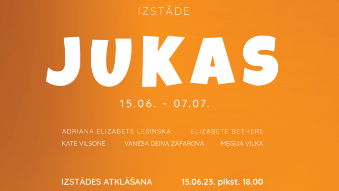 Uz krāsaina fona izstādes nosaukums: JUKAS