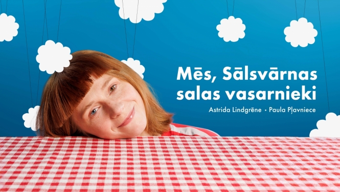 Izrādes vizuālais materiāls ar uzrakstu “Mēs, Sālsvārnas salas vasarnieki”