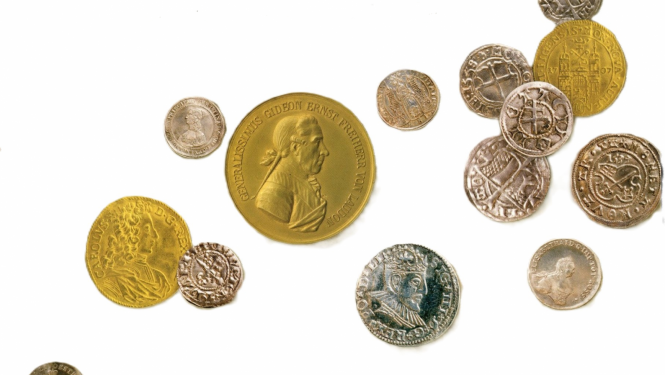 Vācbaltu numismāta, vēsturnieka un arheologa Antona Buhholca (1848–1901) Baltijas monētu un medaļu kolekcijas ilustrācija. Rīgas vēstures un kuģniecības muzeja krājums