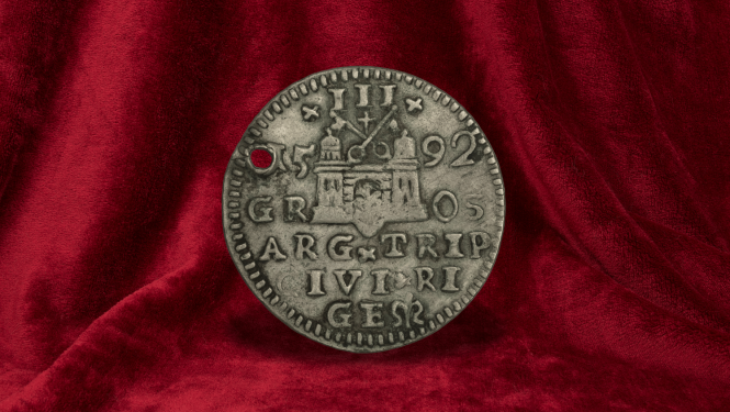 Polijas-Lietuvas valdnieks un Zviedrijas karalis Sigismunds III Vāsa (1587–1632), trīsgrasis (viltojums), 1591. g. Reverss.