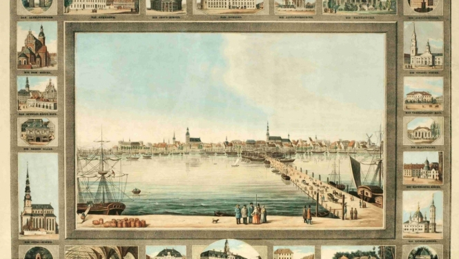 Rīga. 1839. gads. Litogāfija. Izgatavotājs: Francis Zerafs Hanfštengels. RVKM krājums.