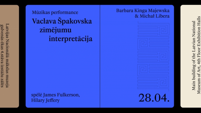 Vizuālais materiāls mūzikas performancei “Vaclava Špakovska zīmējumu interpretācija” 28.04.2023.  Latvijas Nacionālajā mākslas muzejā. Publicitātes attēls